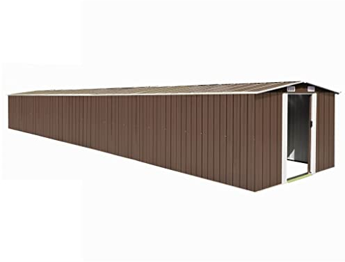 INLIFE Abri de jardin Marron 257 x 990 x 181 cm Acier galvanisé