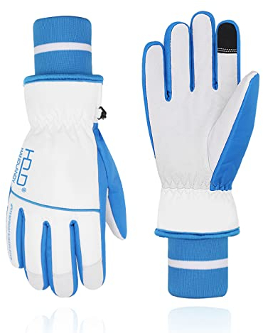 HANDLANDY Wasserdichte Ski Handschuhe für Männer und Frauen - Griff Winter Touchscreen, Warme 3M Thinsulate Isolierte Schnee (Blau, L)