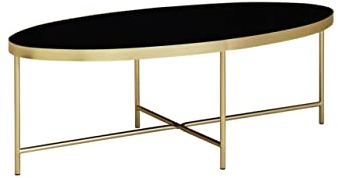 tinkaro Couchtisch oval NEO Glas Wohnzimmertisch Schwarz