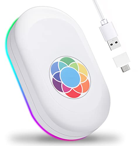 CHOKMAX Mouse Jiggler, Newest Undetectable Mouse Mover Shaker Wiggler with Color Switchable RGB Lights and Drive Free USB Port, Automatic Random Move Mechanical Turntable Pad Keep Computer Awake