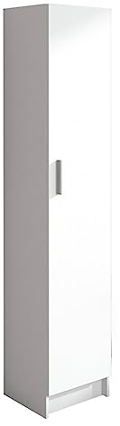 Shiito - Armario - 35 x 60 x 180 cm - Modelo Aura - con 2 Puertas y 3 Baldas para Almacenaje - Hueco para la Escoba o Aspiradora - Multiusos - Blanco