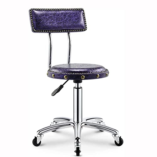 Drehbarer Rückenlehne Stuhl, Retro Edelstahl Bar Stuhl Hubbarer Barber Stuhl Home Pulley Runde Hocker Arbeitsstuhl Make-up Hocker Dekorativer Hocker,H