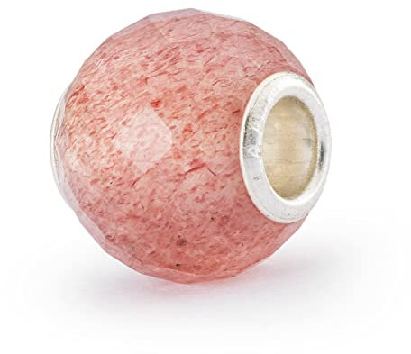 Trollbeads Runder Edelstein, facettiert (Erdbeerquarz)