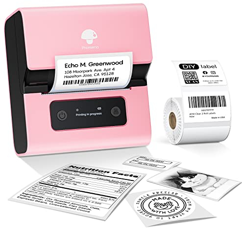 Phomemo M221 Etikettendrucker, Etikettiergerät Selbstklebend, Tragbarer Beschriftungsgerät Label Drucker Kompatibel with iOS & Android Smartphone, Pink