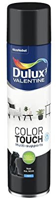 Dulux Valentine Peinture Intérieure et Extérieure Aérosol Color Touch - Pour bois, plastique, PVC, carton, papier - Noir Mat - 600ml