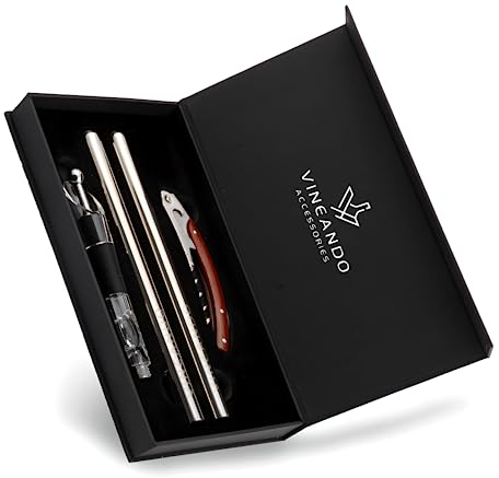 Enfriador de botellas vino - Regalos originales para hombre y mujer - Kit varillas enfriadores acero inox 304 - Aireador decantador - Tapón - Sacacorchos - Regalos originales sobre accesorios de vino