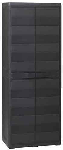 Camerina Gartenschrank mit 3 Regalen Mehrzweckschrank Gartenschrank Wetterfest Gartenschrank FüR Den AußEnbereich Aufbewahrungsschrank Schwarz