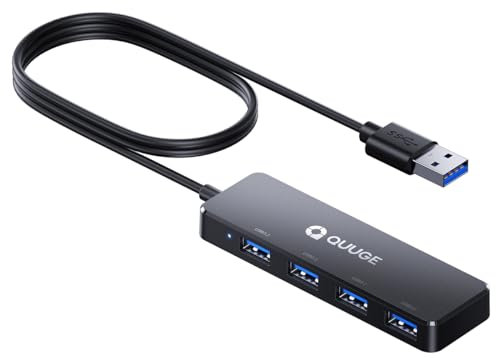 USB 3.0 Hub 3ft, Portable USB Multiport Adapter with 5Gbps 3.2 Data Transfer Ports Smart Micro USB Splitter Extender Hub for PC Laptop, Mac, Gamepad, Camera