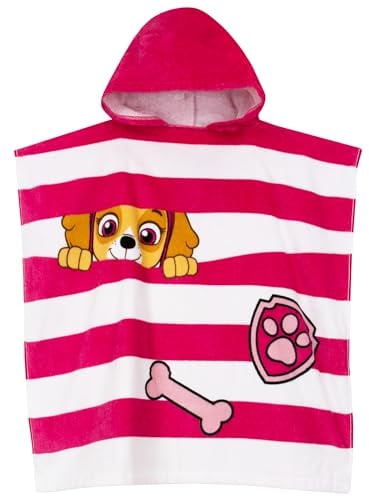 PAW PATROL Handtuch Kapuzen | Poncho Handtuch Skye | Poncho Badetuch | Einheitsgröße Rosa