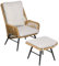 Outsunny Fauteuil de Jardin avec Repose-Pieds - Dossier inclinable et Coussin - en résine tressée Imitation rotin Ensemble de 2 pièces Naturel