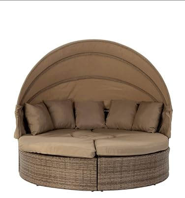 Wohnando Gartensofa Lounge Sonnenliege Outdoor Couch Bett Bank Garten wetterfest aus Metall und Geflecht Sol