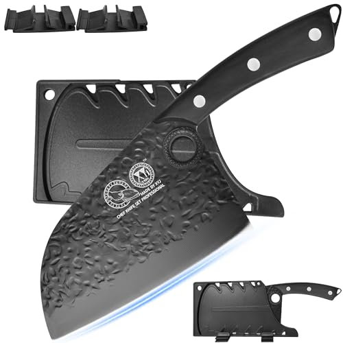 XYJ Coltello da cuoco serbo forgiato a mano, coltello da macellaio in acciaio ad alto tenore di carbonio, coltelli da cucina per il taglio di carne e verdure, coltello da cucina da 7 pollici