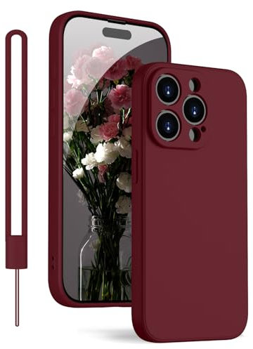 KPPIT for iPhone 15 Pro Case Silicone,Shockproof Cover with Microfiber Lining 6.1 inch,Silky-Soft Touch Full-Body Protective iPhone 15 Pro Phone Case(Claret Red)