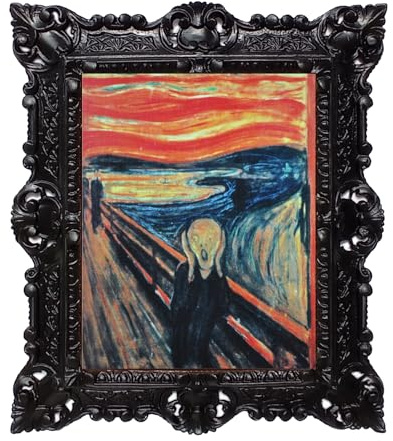 LIGUORO SHOP Bild Der Schrei von Edvard Munch, Reproduktion, gedruckt auf Banner, Leinwand mit Barockrahmen, 45 x 37 cm (Schwarz)