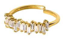 Purelei® Powder Ring (Gold, Silber), Damen 18K Vergoldet, Wasserfest Mit Asymmetrischen Schmucksteinen, Größenverstellbar, Geschenk für Damen (S/M, Gold)