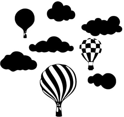 Wandaufkleber für Babyzimmer, Heißluftballon, Vinyl, Wandtattoo, Kinderzimmerdekoration, Ballon mit Wolken, Wandkunst, Wandbilder, klein – 40x42cm