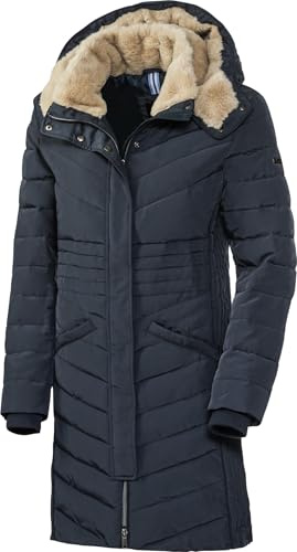 Emilia Parker Damen Wintermantel, komplett warm wattierter Damen Parka, Winterjacke lang & tailliert, mit Teddyfutter, Marine, Gr. 44