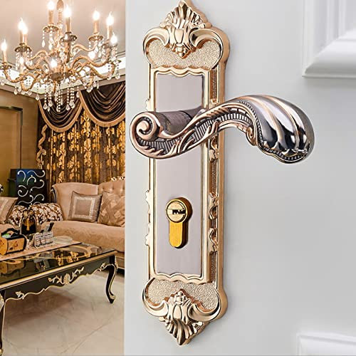 Juego de Cerradura de Puerta de Estilo Europeo VINTAGE RETRO para INTERIOR, Seguridad, Dormitorio, Oficina, Puerta de Baño, Acero de Manganeso Antirrobo