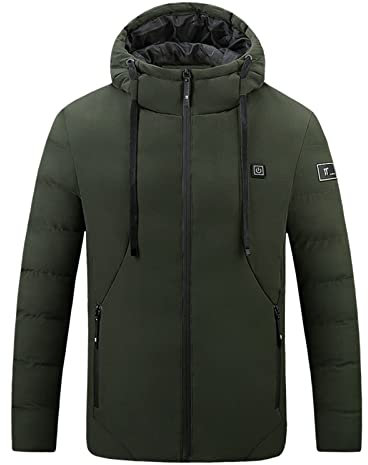 Feelcrag Self Heating Jacket Mens with Adjustable Temperature Heated Coat Heated Gilet with Power Pack Included Heated Body Warmer Mens with Power Bank Long Sleeve Thermal Vest Red Jacket Mens