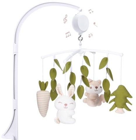 COTTONBEBE Mobile Baby,Baby Spieluhr mit 35 Musik,Einstellbare Lautstärke,Einfach anzubringen,Stoppt nach 30 Minuten automatisch,Perfekte Geschenk Für Jungen und Mädchen(Regenbogen) (Wald)