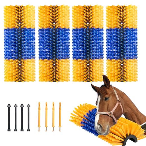 VEVOR Brosse à Gratter pour Bétail Cheval Anti-démangeaisons 43,5 x 19 cm Lot de 4 avec 8 Vis, Griffoir pour Soulager Démangeaisons du Dos, Nettoyage, Toilettage, de Chevaux, de Cochons, de Bovins