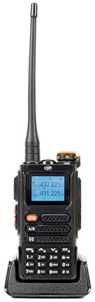 Portable VHF/UHF radio station PNI P16UV 999 channels, dual band TX and 6 RX bands, VOX transmission, Scan, FM radio, weather channels, Li-Ion 2600 mAh
