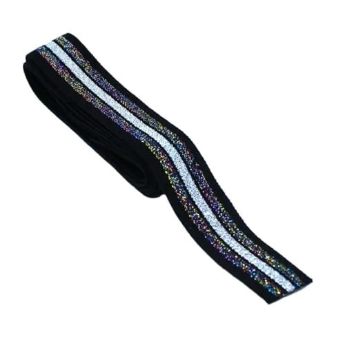 Bandas Elásticas Planas para Vestidos/Faldas Banda elástica ancha con purpurina de 2 cm de ancho, accesorios de costura coloridos for ropa, banda elástica de goma(Color1)