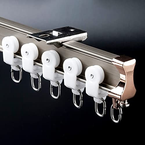 Top/Deckenvorhangstangenschienen für L/U/S-Formfenster Bug/Lorbefenster, biegsame Vorhangstrecke mit stillen Segelflugzeugen, Raumteiler (Farbe: Champagnerfarbe, Größe: 1,5 m/4,9 Fuß)