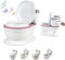 OHMG 3-en-1 Potty Training Toilette,Pot bébé toilette,Vrai bruit de chasse d'eau,Apprentissage proprété,Toilette enfant 18+ mois,pour un apprentissage de la propreté (Rose)