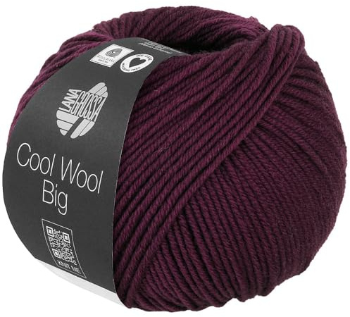 LANA GROSSA Cool Wool Big | Extrafeine Merinowolle waschmaschinenfest und filzfrei | Handstrickgarn aus 100% Schurwolle (Merino) | 50g Wolle zum Stricken & Häkeln | 120m Garn FB 1035