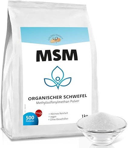 GOLDEN PEANUT MSM 2 x 1 kg, Methylsulfonylmethan, höchste Reinheit, organischer Schwefel ohne Zusätze und Rieselhilfen