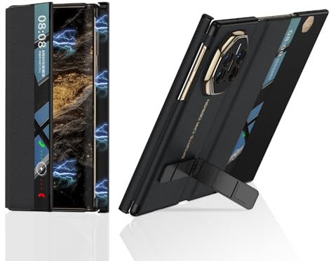 Caso di flip del telefono Compatibile con Huawei Mate XT, custodia in pelle con finestra Smart View e supporto regolabile, chiusura magnetica laterale, custodia protettiva completa Compatible with tel