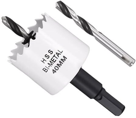 METALLIXITY Seghe Tazza Bimetallica Frese per Metallo 40mm 1-9/16 Bianco | M42 Fresatrice Foro Acciaio Rapido, con Punta Centrale Chiave Esagonale e Molla, per Lamiera Legno Pannelli
