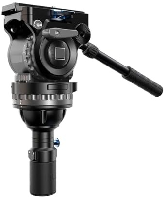 Gimbal Head, Video Fluid Head with Flat Base and Adjustable Handle, Quick Release