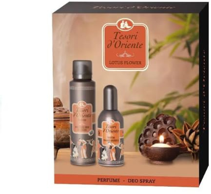 Tesori d'Oriente Lotus Flower Set Regalo - Aroma Deodorante Spray 150 ml + Profumo Aromatico 100 ml - Delicato profumo di loto Orientale Set Veltao