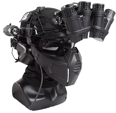 LZAQHMT Taktisches Airsoft-Helm-Set Mit Nachtsichtgerät, NVG-Halterung, Kommunikations-Headset, Schießbrille, Helmbezug Und Gegengewichtstasche – Cosplay-Ausrüstung(Matte Black)