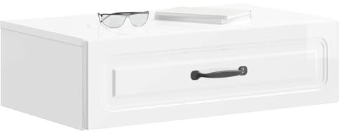 vidaXL Wandmontierter Beistelltisch Hochglanz Weiß 59 x 34,5 x 17 cm, Moderner Wohnungsstauraum, vielseitiger Schrank, rechteckige Bücherregale, platzsparender Organizer für Zuhause