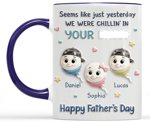 Personal Chic Custom Mug Name - We were Chillin in Your B*lls - Personalised Dad Gifts, Grandad Fathers Day Gift Mug, New Dad Gifts, Fathers Day Mug, Personalised Dad Mug (3 Kids)