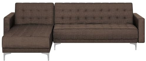 Ecksofa Braun Polsterbezug mit Schlaffunktion rechtsseitig Aberdeen