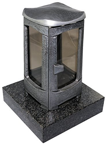 Grablaterne 607 aus Aluminium montiert auf einem Granitsockel (Nero Impala)