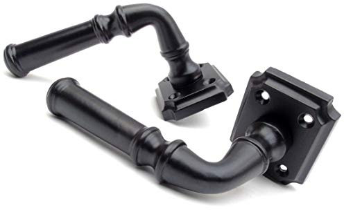 Jones & Grey Vintage Victorian Style Black Lever Latch Door Handles on Square Sprung Rose Backplate