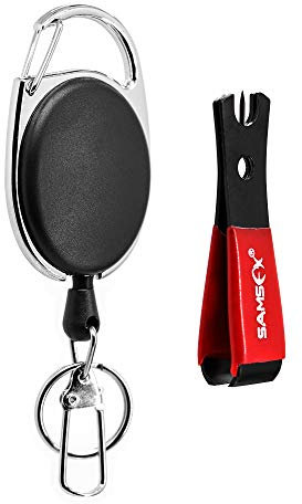 SAMSFX Fliegenfischen Clipper Schnurschneider Classic Grip Zipper mit Hakenösenreiniger und Zinger Retractor Combo (Clipper mit ovalem Retractor)