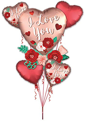 Amscan International Anagram 3901699 - Confezione da 5 palloncini a forma di mazzo di fiori in raso