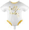 PartyDeco Folienballon Strampler Hello Baby 51 cm x 1 Stück Luftballons für Babyparty weiß Gold zur Geburt Junge Mädchen