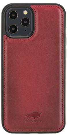 Solo Pelle Lederhülle für das iPhone 12 Mini in 5.4 Zoll Stanford Case Leder Hülle Ledertasche Backcover aus echtem Leder (Rot Effekt)