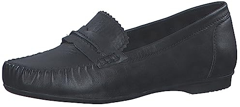 MARCO TOZZI Damen Mokassins aus Leder Elegant, Schwarz (Schwarz), 40 EU
