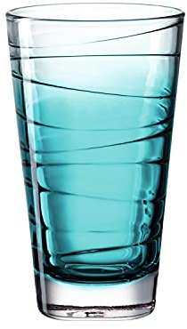Leonardo Vario Struttura Trink-Glas, 1 Stück, spülmaschinenfestes Longdrink-Glas, bunter Trink-Becher aus Glas, Saft-Glas, türkis, 280 ml, 026833