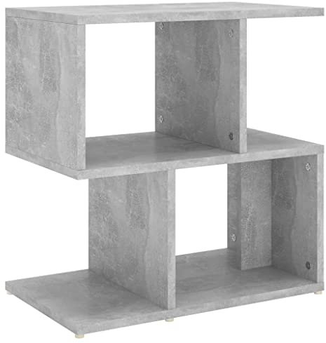 vidaXL Table de Chevet, Armoire de Nuit avec Compartiments, Armoire de Lit avec Rangement Chambre, Scandinave, Gris Béton Bois d'Ingénierie