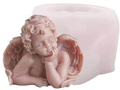 Molde de silicona 3D con forma de ángel en las mejillas, forma de vela, molde de silicona para yeso, molde de silicona 3D para fondant, jabón, forma de vela para verter la vela como decoración de