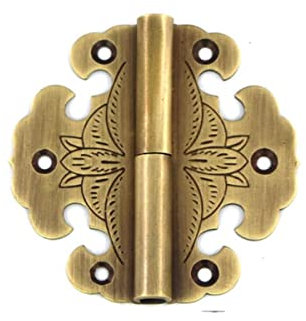 Chinesische Retro Blume Kupfer Scharniere Schrank Küche Kleiderschrank Türscharnier Holz Schmuck Geschenkbox Dekor Messing Scharniere Beschläge-6,2 cm Bronze